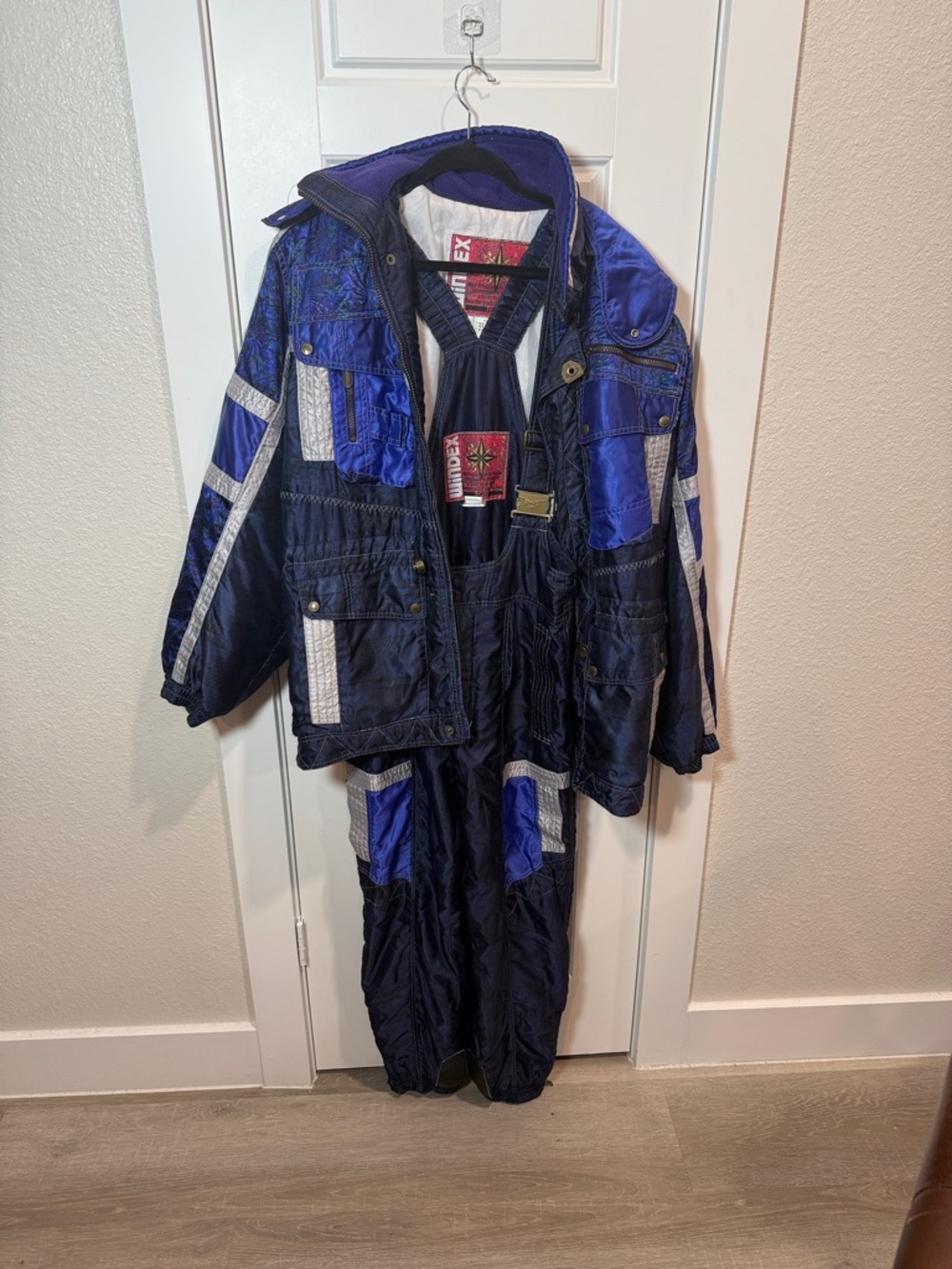Vintage Navy & Royal Blue Ski Jacket and Bib Set (WiNDEX Brand)